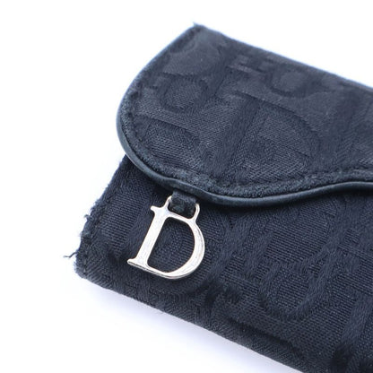Christian Dior Saddle Trotter Key Case Key Holder Bag Charm Black Canvas