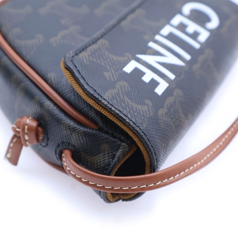 Celine Mini Triomphe Shoulder Bag Pochette Brown 10i192dm5