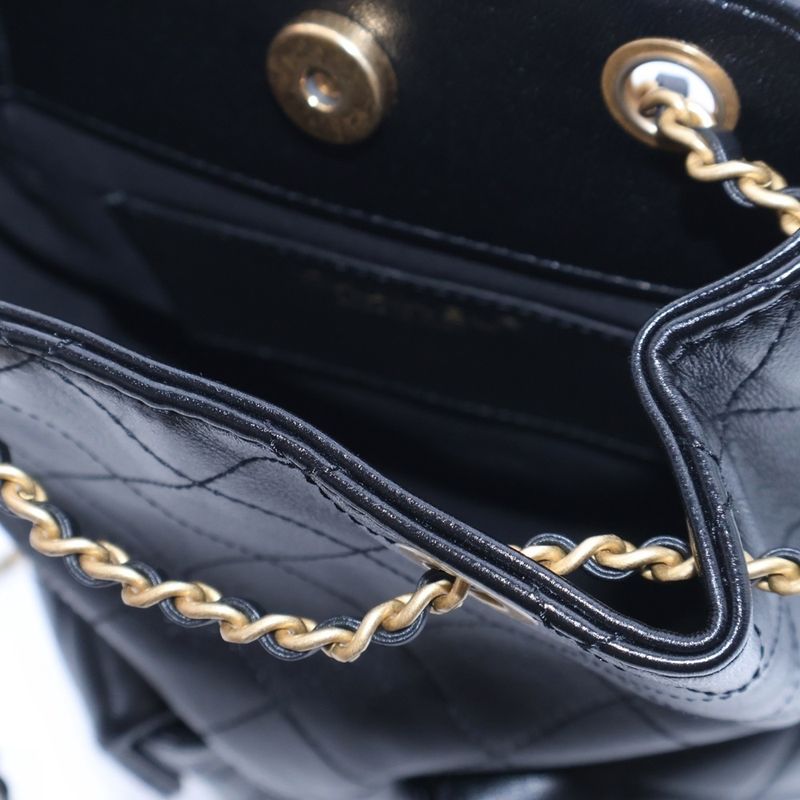 Chanel Matelasse Coco Mark Leather Chain Backpack Sac Backpack Black Women