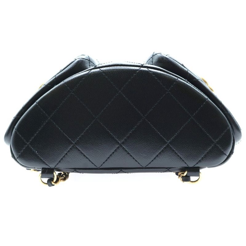 Chanel Matelasse Coco Mark Leather Chain Backpack Sac Backpack Black Women