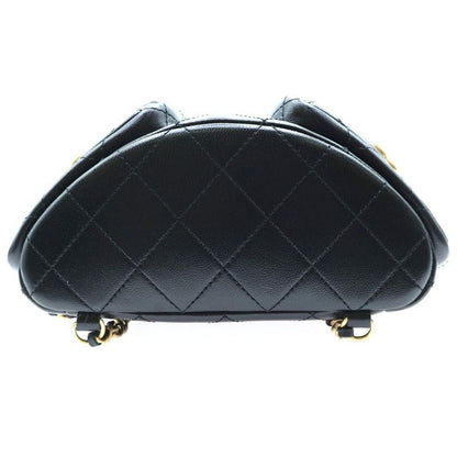 Chanel Matelasse Coco Mark Leather Chain Backpack Sac Backpack Black Women