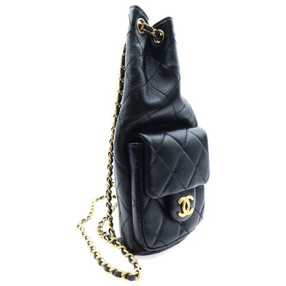 Chanel Matelasse Coco Mark Leather Chain Backpack Sac Backpack Black Women