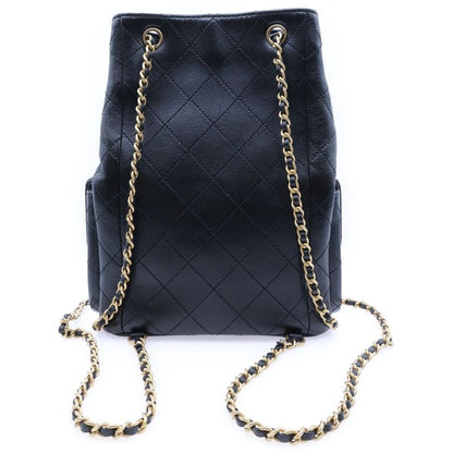 Chanel Matelasse Coco Mark Leather Chain Backpack Sac Backpack Black Women