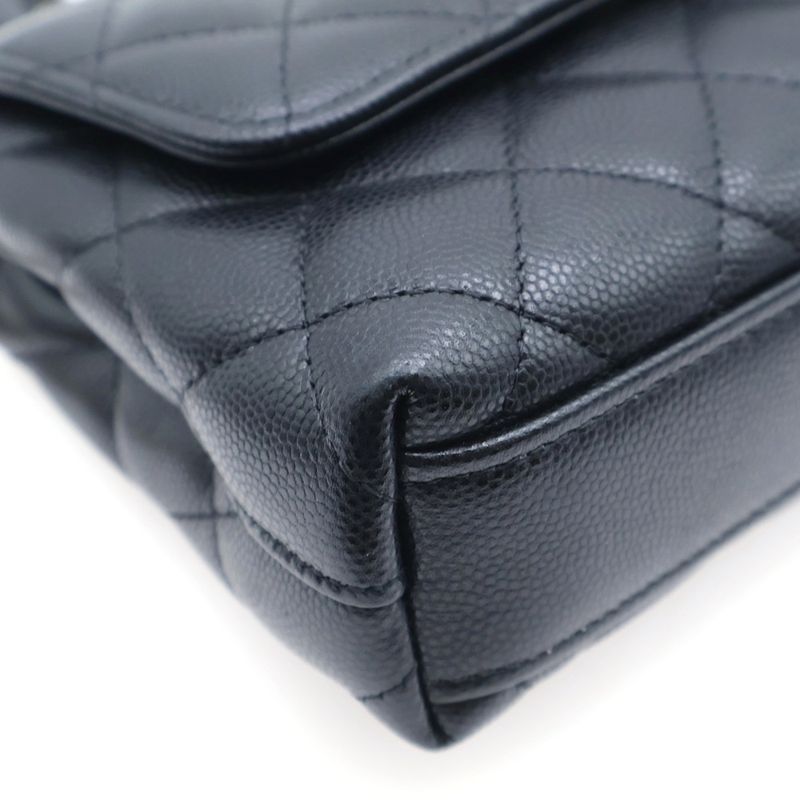 Chanel Caviar Skin Extra Mini Coco Handle 2WAY Chain Shoulder Bag Handbag Black