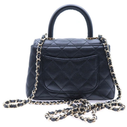 Chanel Caviar Skin Extra Mini Coco Handle 2WAY Chain Shoulder Bag Handbag Black