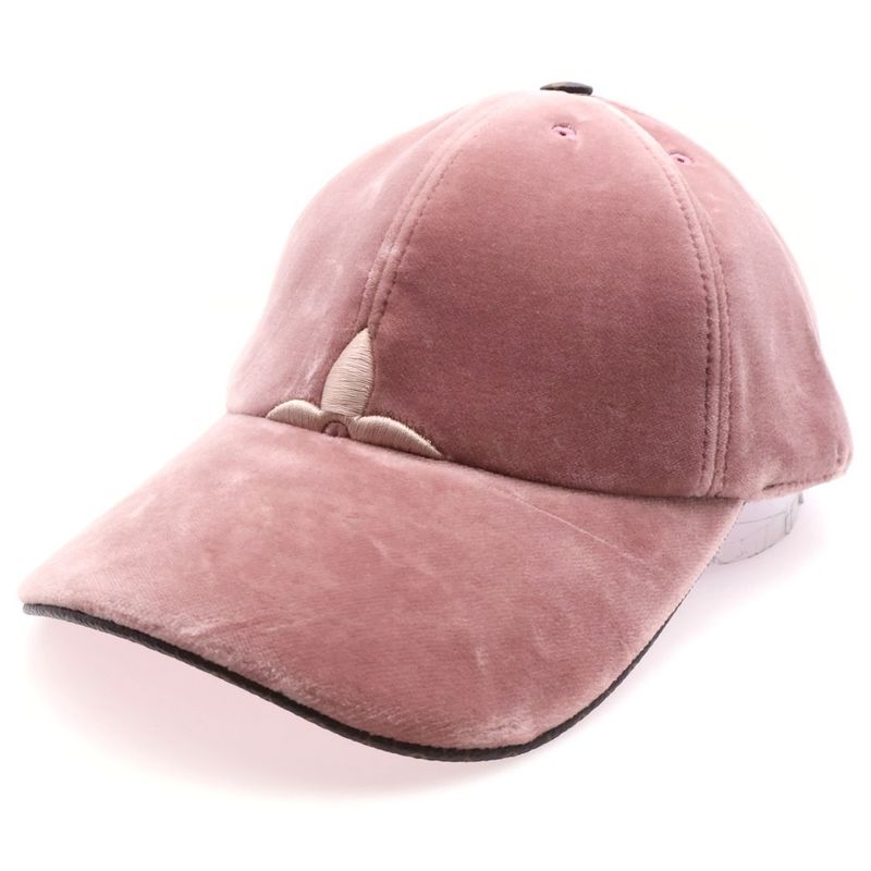 Louis Vuitton LV Touch Logo Embroidery Velour Baseball Cap Hat Pink Ladies
