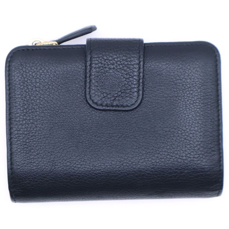 Prada Saffiano Compact Wallet Bifold Wallet Black Leather 1ml018 Gold Hardware