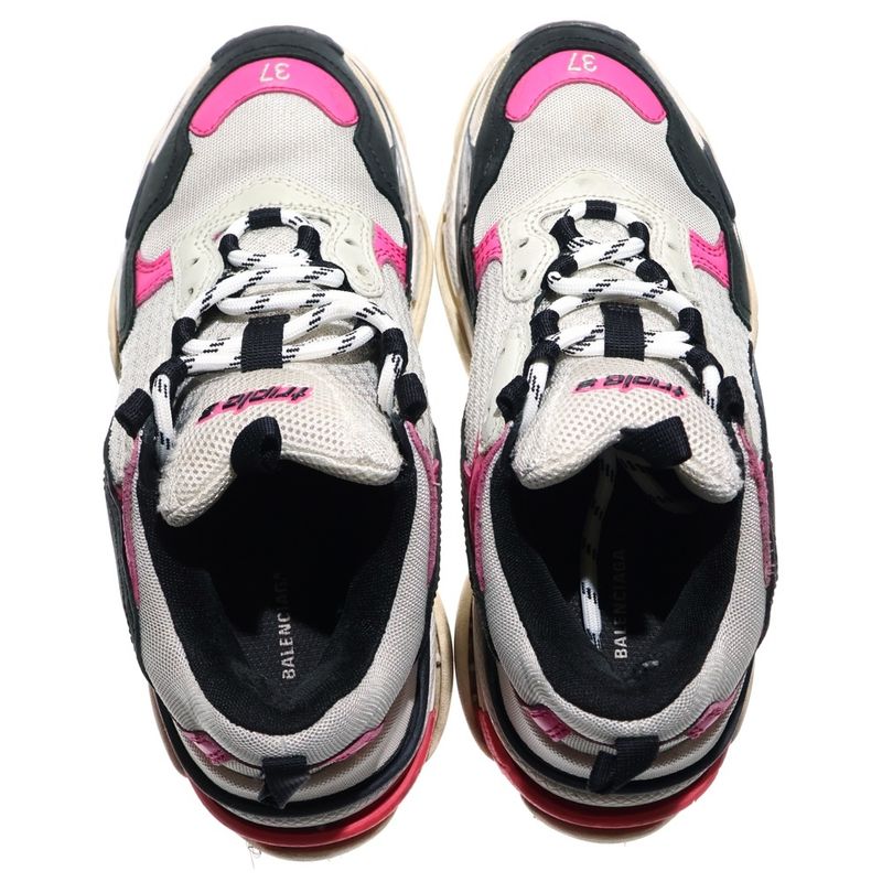 Balenciaga Triple S Triple S Lace-up Low Cut Sneakers 524039 White Black Pink