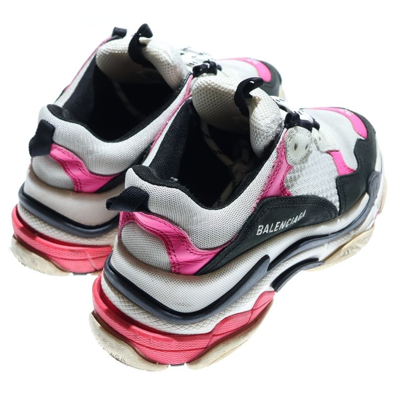Balenciaga Triple S Triple S Lace-up Low Cut Sneakers 524039 White Black Pink