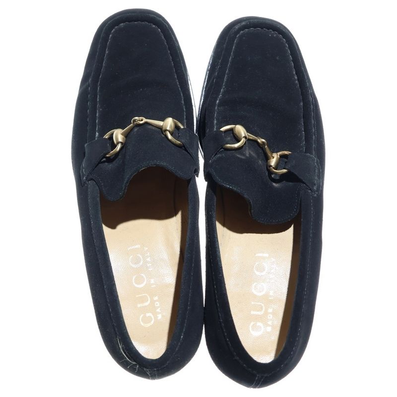 Gucci Horsebit Square Toe Suede Low Cut Sneakers Black