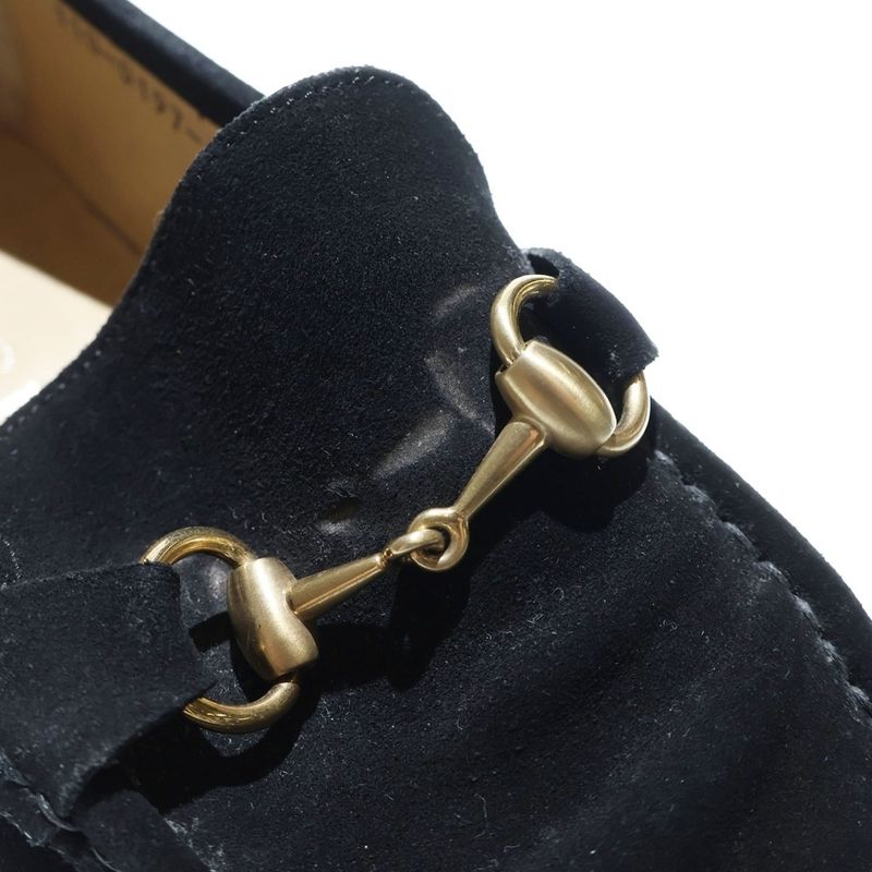 Gucci Horsebit Square Toe Suede Low Cut Sneakers Black