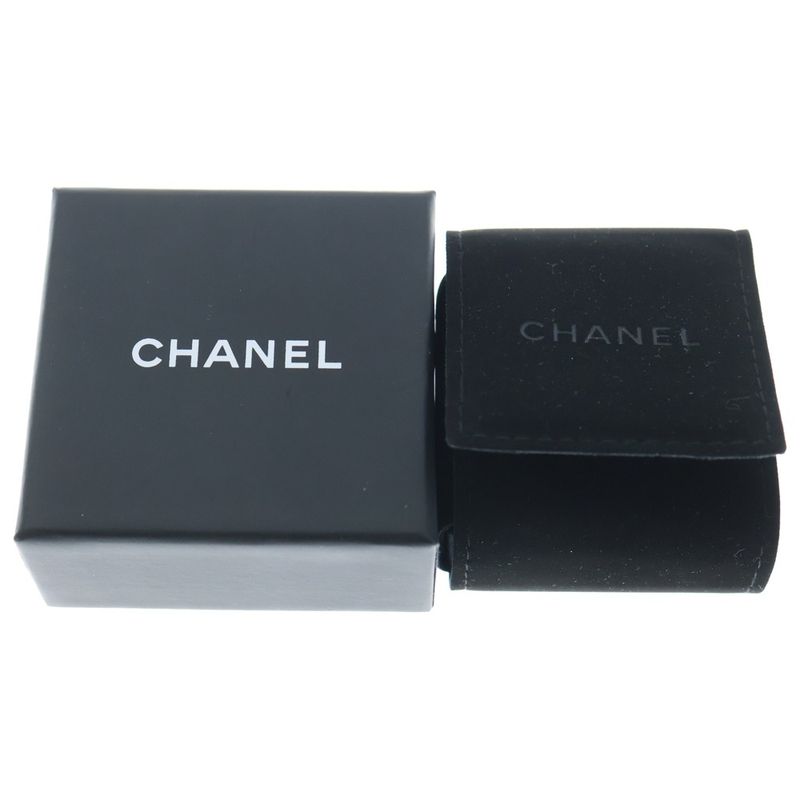 Chanel Coco Mark Rhinestone Pearl Earrings Gold White F24A