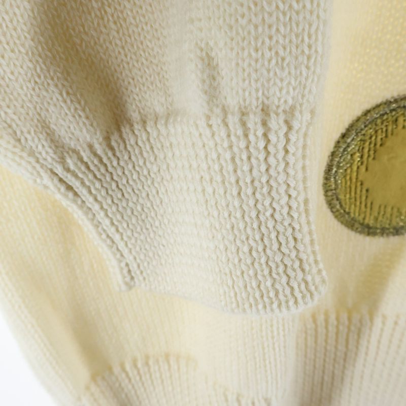 Celine 23AW Velvet Coin Knit Sweater Velvet Coin Crew Neck Knit Sweater White