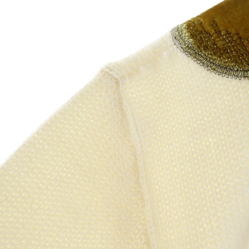 Celine 23AW Velvet Coin Knit Sweater Velvet Coin Crew Neck Knit Sweater White