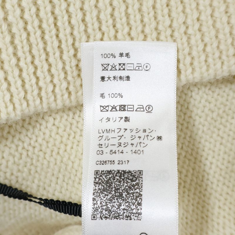 Celine 23AW Velvet Coin Knit Sweater Velvet Coin Crew Neck Knit Sweater White