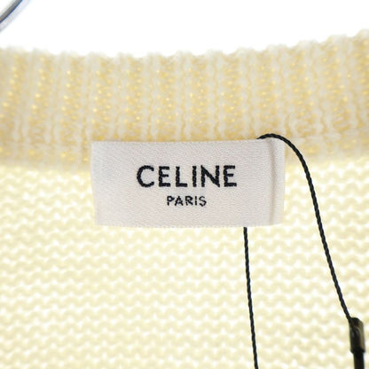 Celine 23AW Velvet Coin Knit Sweater Velvet Coin Crew Neck Knit Sweater White