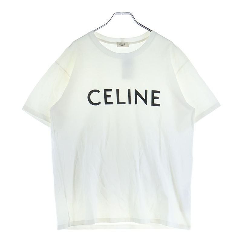 Celine Cotton Jersey Loose Logo Print Short Sleeved T-shirt Cut And Sewn White