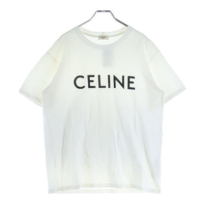 Celine Cotton Jersey Loose Logo Print Short Sleeved T-shirt Cut And Sewn White