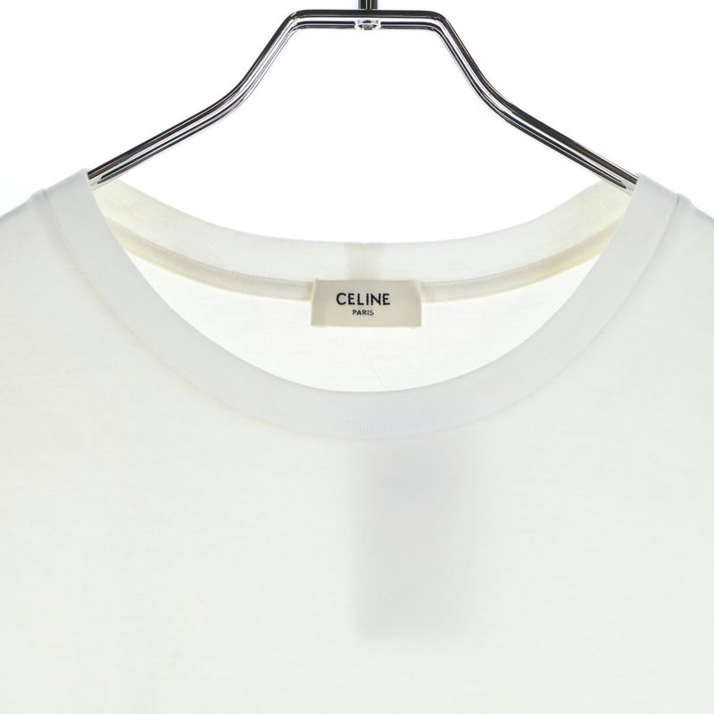 Celine Cotton Jersey Loose Logo Print Short Sleeved T-shirt Cut And Sewn White