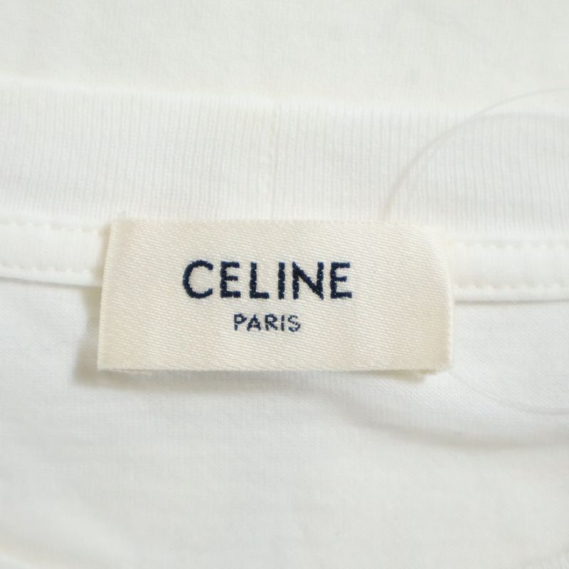 Celine Cotton Jersey Loose Logo Print Short Sleeved T-shirt Cut And Sewn White