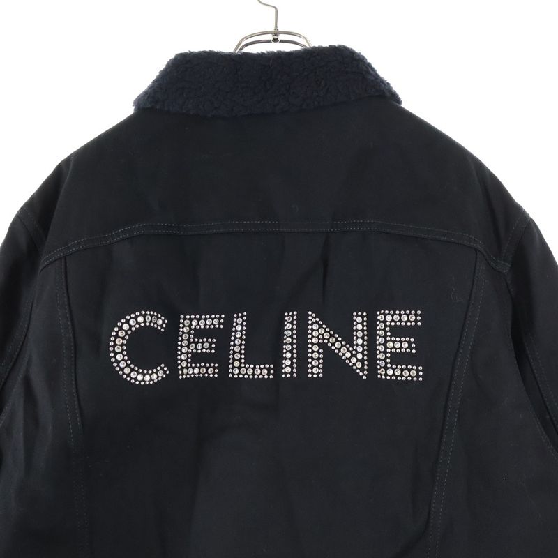 Celine 23AW Denim Jacket Light Stone Logo Trucker Jacket Black 085T 2q523