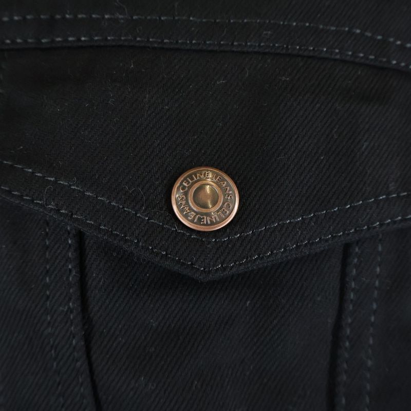 Celine 23AW Denim Jacket Light Stone Logo Trucker Jacket Black 085T 2q523