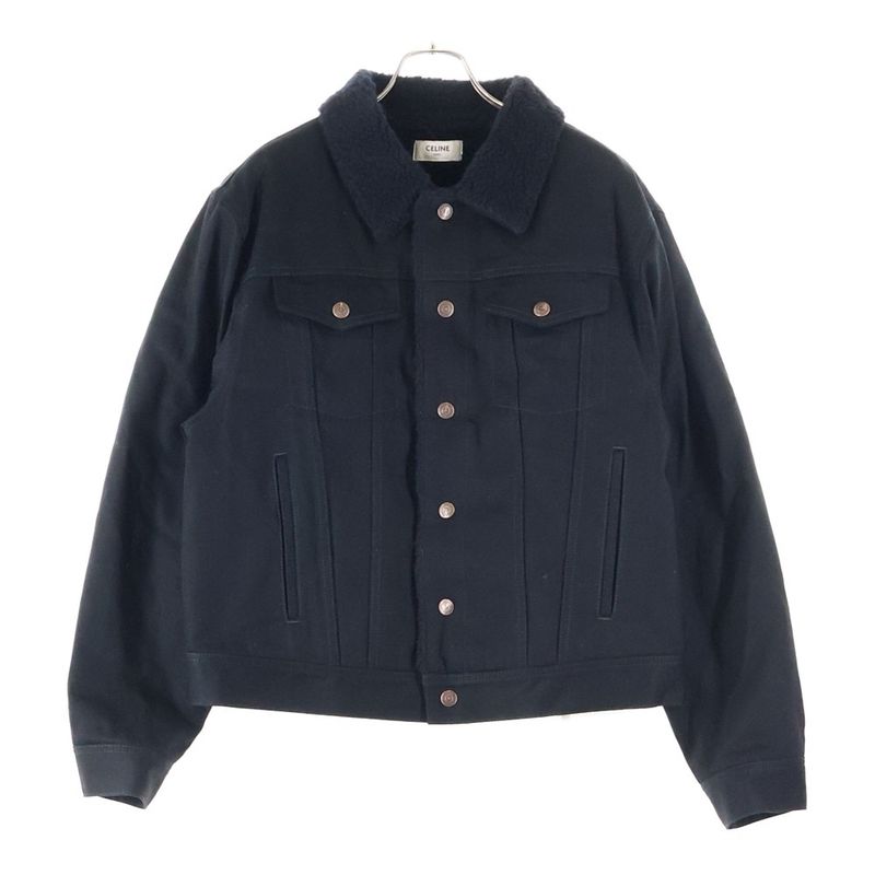 Celine 23AW Denim Jacket Light Stone Logo Trucker Jacket Black 085T 2q523