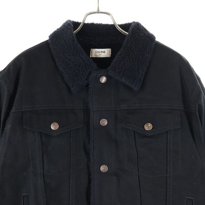 Celine 23AW Denim Jacket Light Stone Logo Trucker Jacket Black 085T 2q523