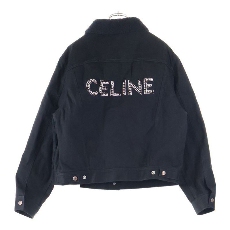 Celine 23AW Denim Jacket Light Stone Logo Trucker Jacket Black 085T 2q523
