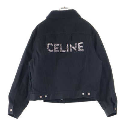 Celine 23AW Denim Jacket Light Stone Logo Trucker Jacket Black 085T 2q523