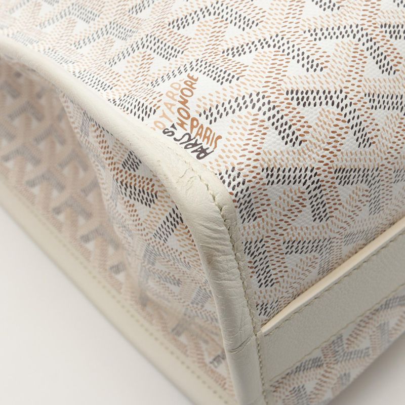 Goyard Tote Bag Villette PM Yuro Indian Motif White PVC Coated Canvas Leather