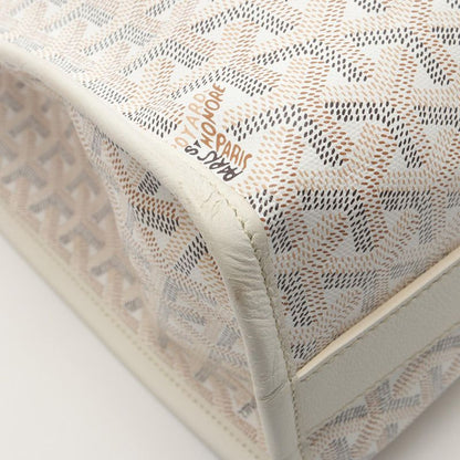 Goyard Tote Bag Villette PM Yuro Indian Motif White PVC Coated Canvas Leather