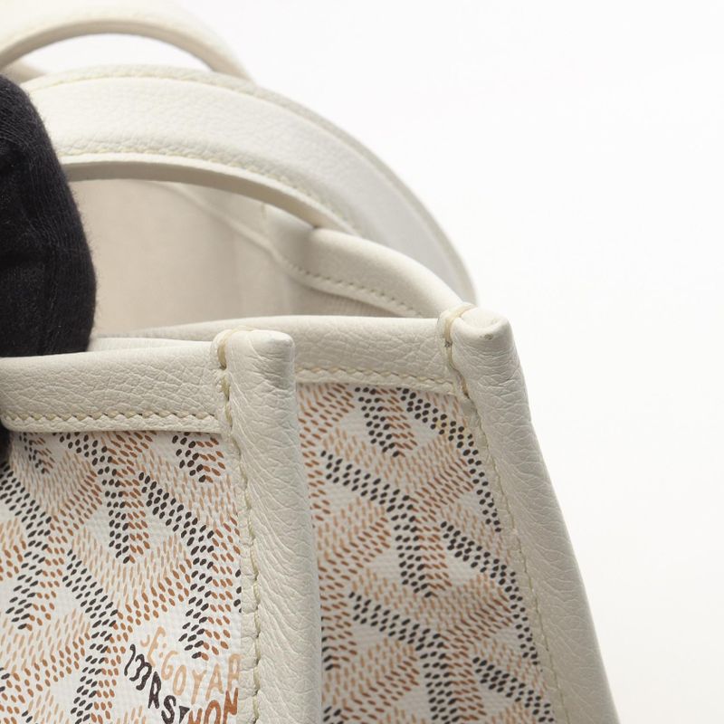 Goyard Tote Bag Villette PM Yuro Indian Motif White PVC Coated Canvas Leather
