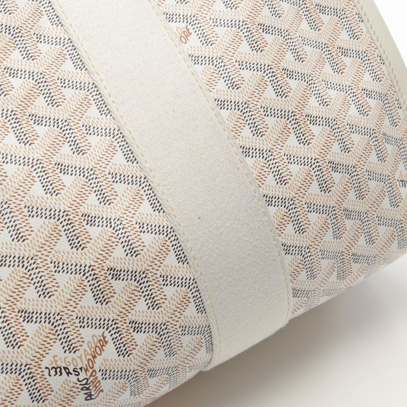 Goyard Tote Bag Villette PM Yuro Indian Motif White PVC Coated Canvas Leather