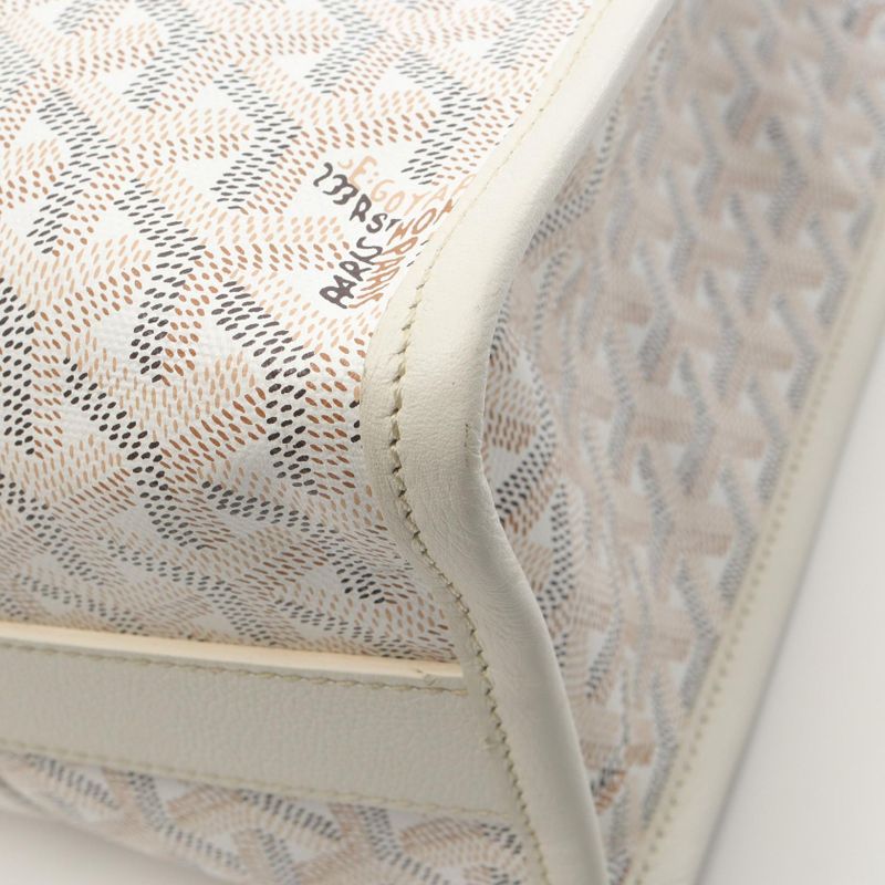 Goyard Tote Bag Villette PM Yuro Indian Motif White PVC Coated Canvas Leather