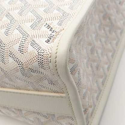 Goyard Tote Bag Villette PM Yuro Indian Motif White PVC Coated Canvas Leather