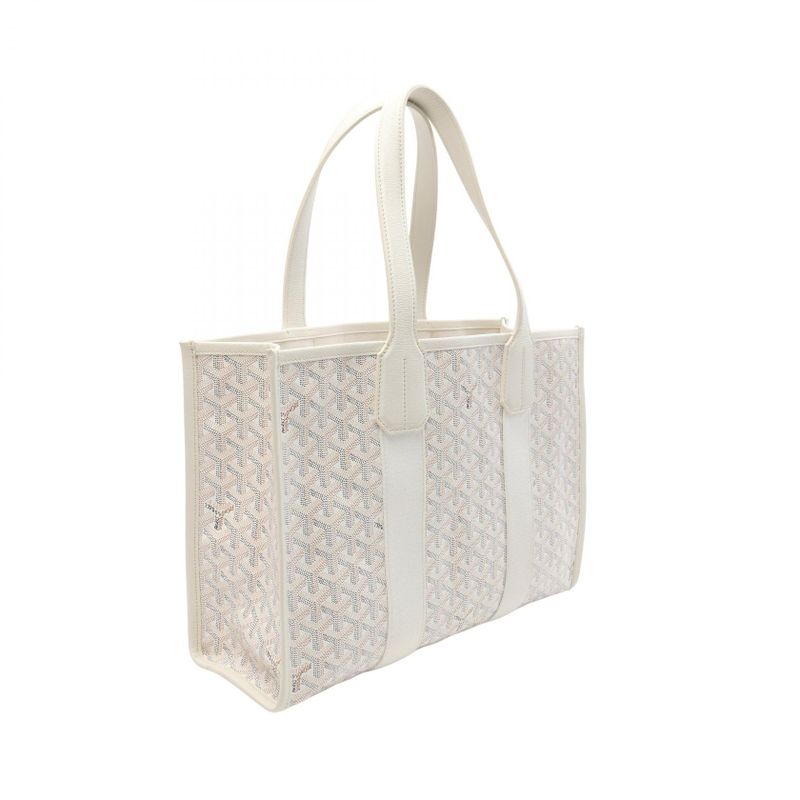 Goyard Tote Bag Villette PM Yuro Indian Motif White PVC Coated Canvas Leather