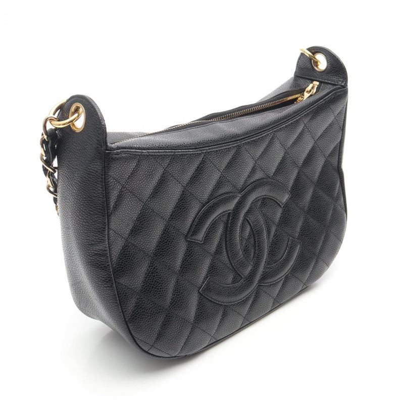 Chanel Shoulder Bag Matelasse Black Caviar Skin (grained Calf) Matelasse
