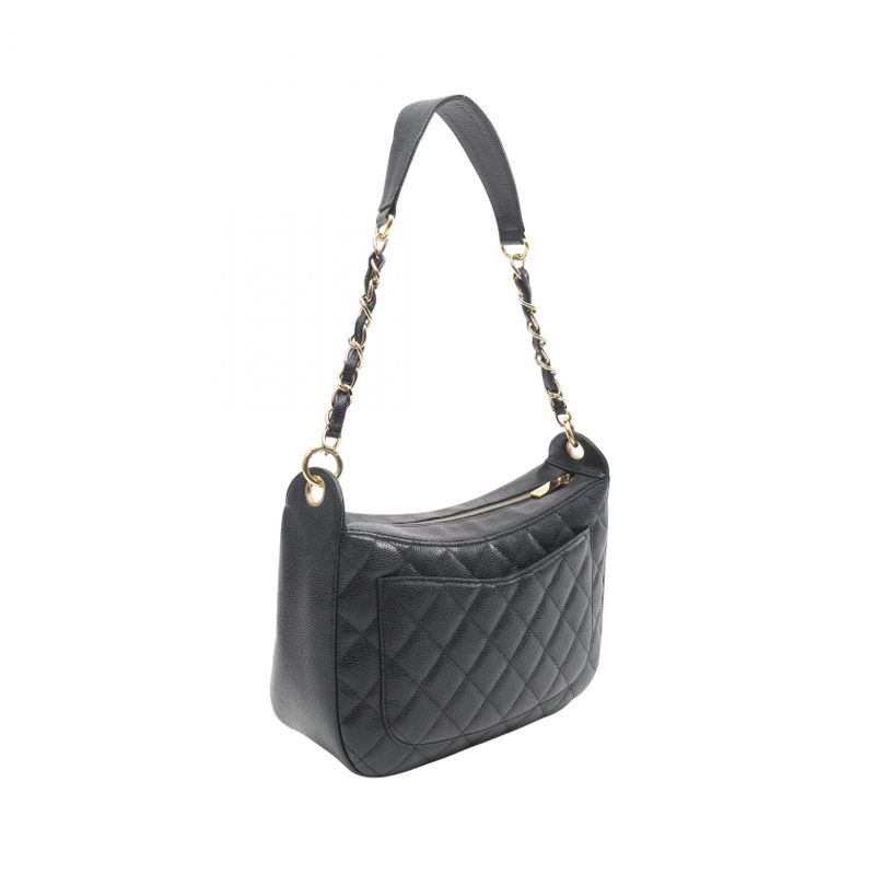 Chanel Shoulder Bag Matelasse Black Caviar Skin (grained Calf) Matelasse