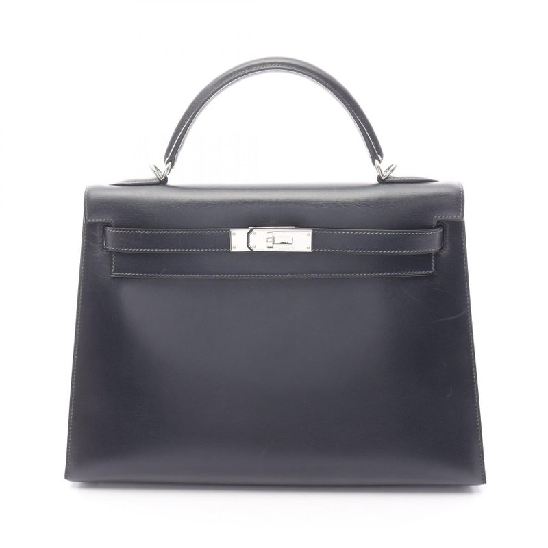 Hermes Handbag Kelly 32 Blue Indigo Blue Indigo Blue Indigo Calf Leather Kelly