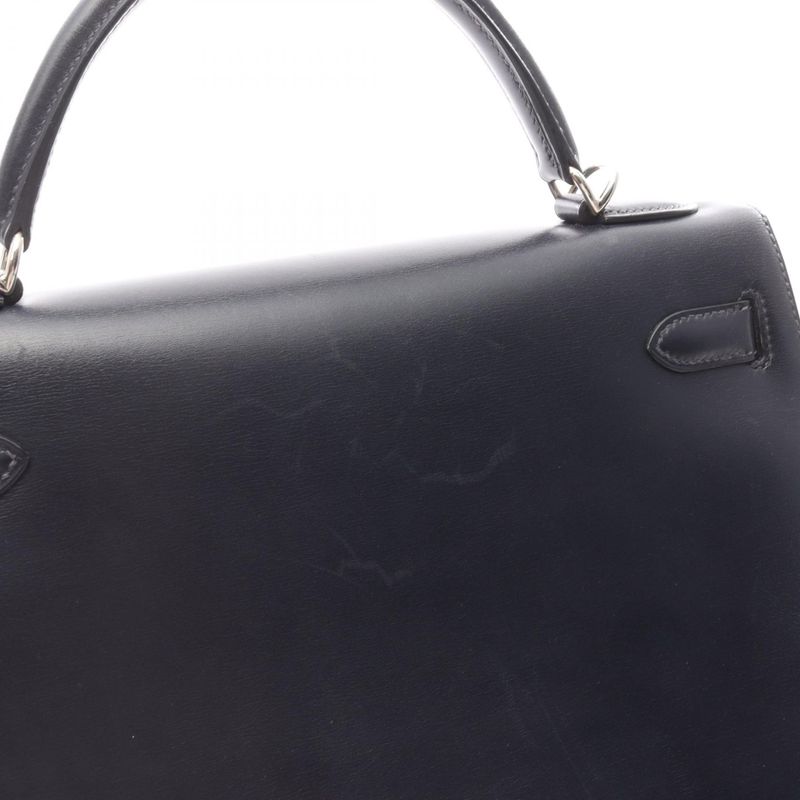 Hermes Handbag Kelly 32 Blue Indigo Blue Indigo Blue Indigo Calf Leather Kelly