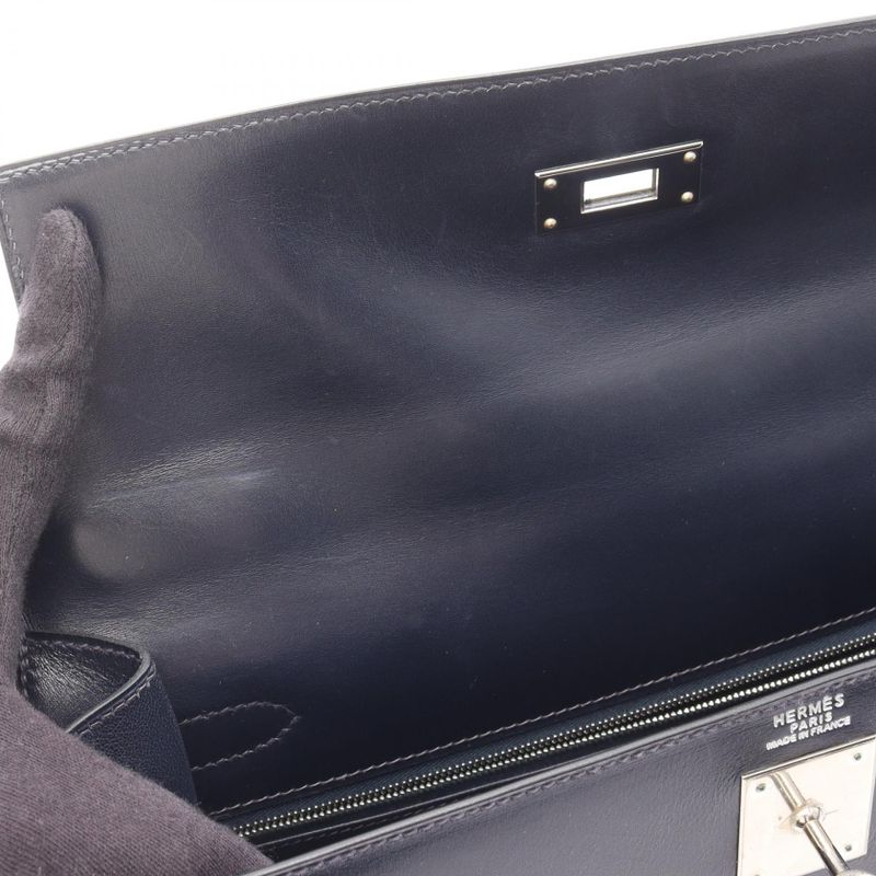 Hermes Handbag Kelly 32 Blue Indigo Blue Indigo Blue Indigo Calf Leather Kelly