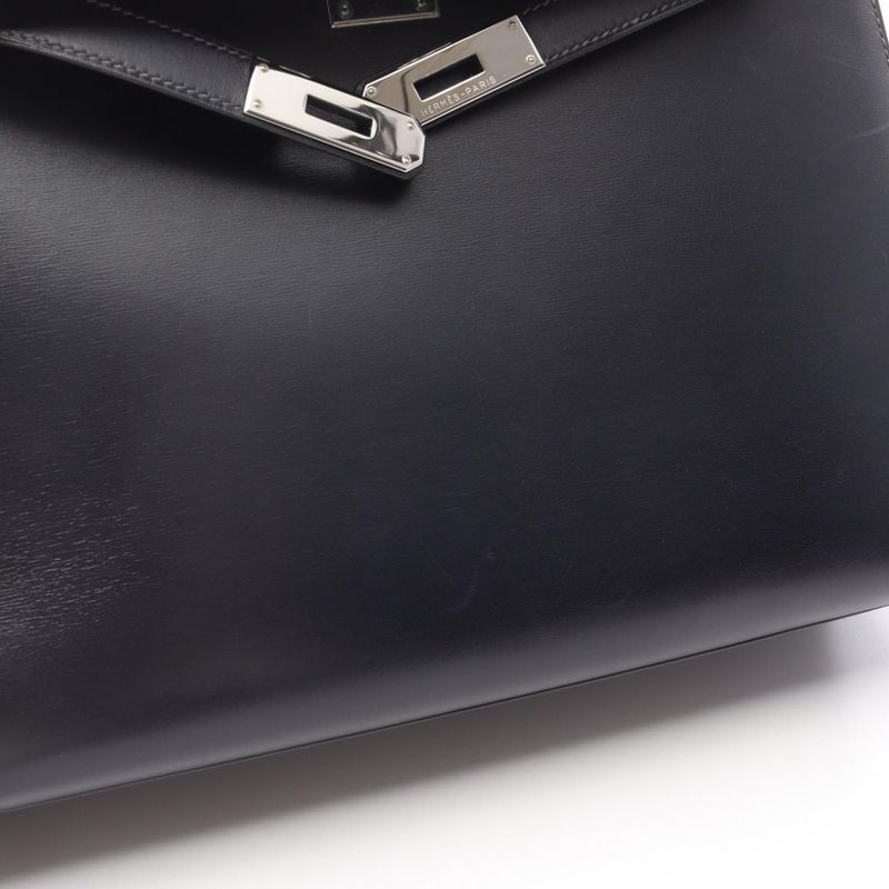 Hermes Handbag Kelly 32 Blue Indigo Blue Indigo Blue Indigo Calf Leather Kelly