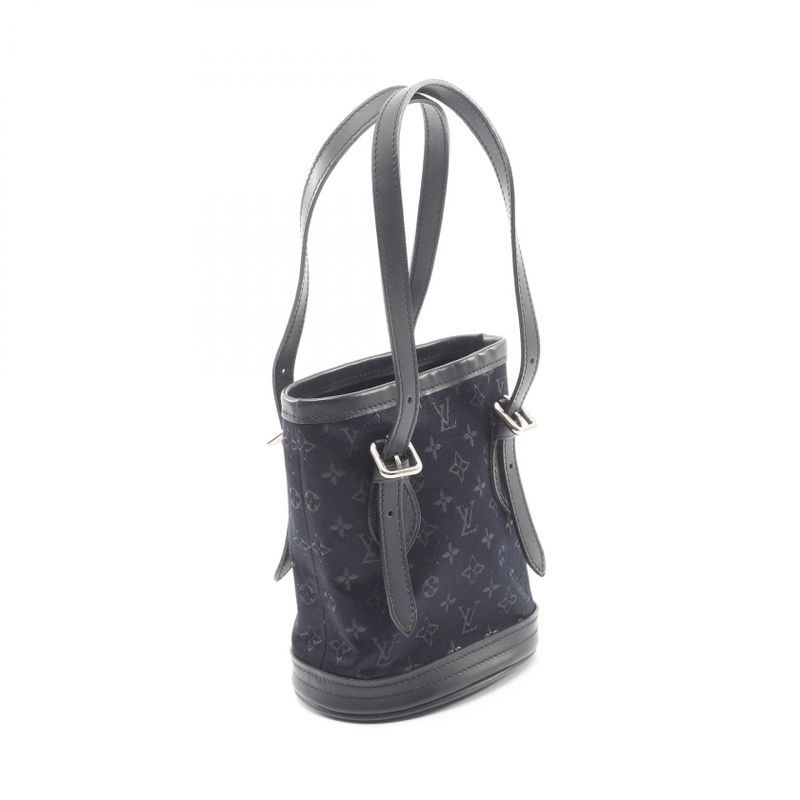 Louis Vuitton Handbag Little Bucket Monogram Satin M92144 Noir Black Fabric