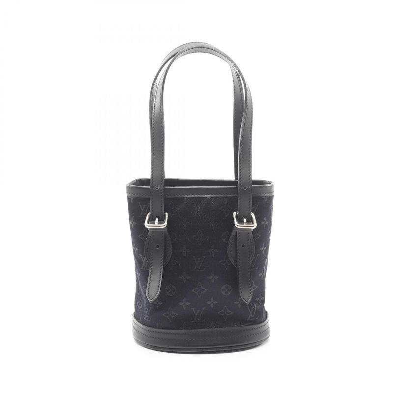 Louis Vuitton Handbag Little Bucket Monogram Satin M92144 Noir Black Fabric