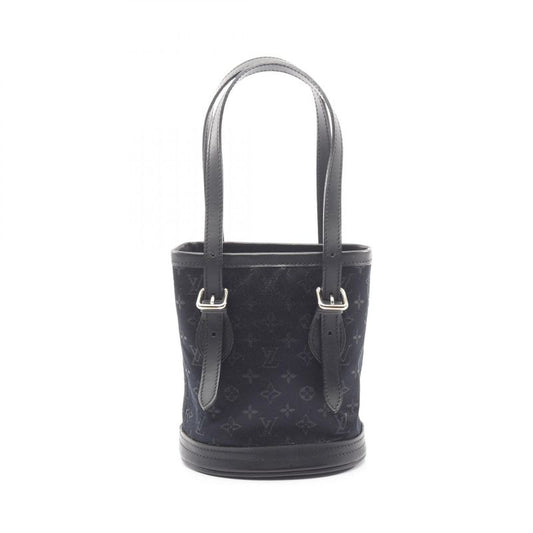 Louis Vuitton Handbag Little Bucket Monogram Satin M92144 Noir Black Fabric