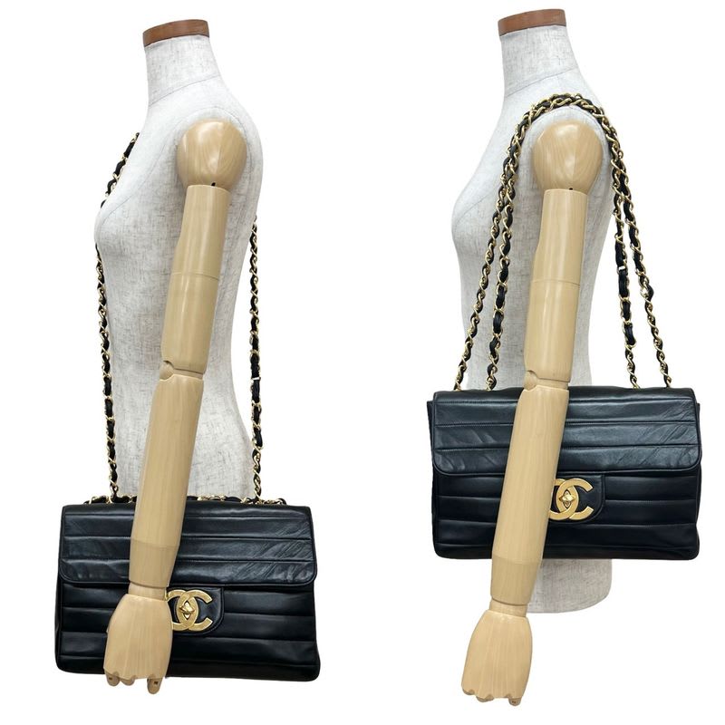 Chanel Chanel Border Stitch Lambskin Chain Shoulder Bag Pochette