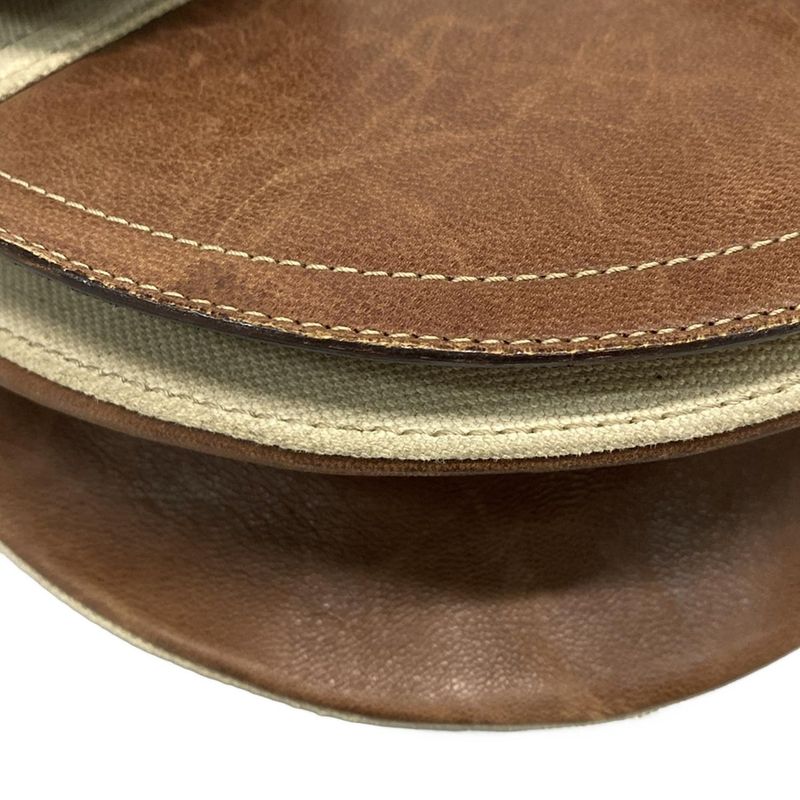 DIOR Christian Dior Shoulder Bag Saddle Bag Beige And Dark Brown Leather