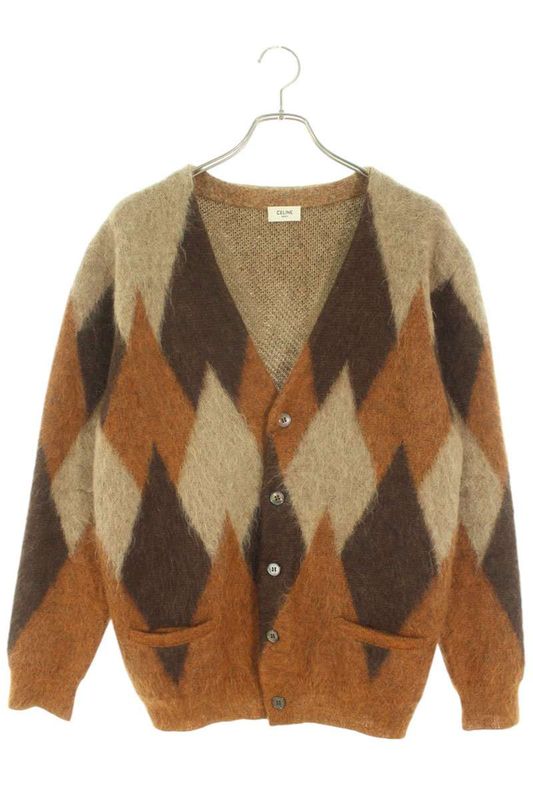 Celine 2a584382d Argyle Pattern Mohair Cardigan Men's S