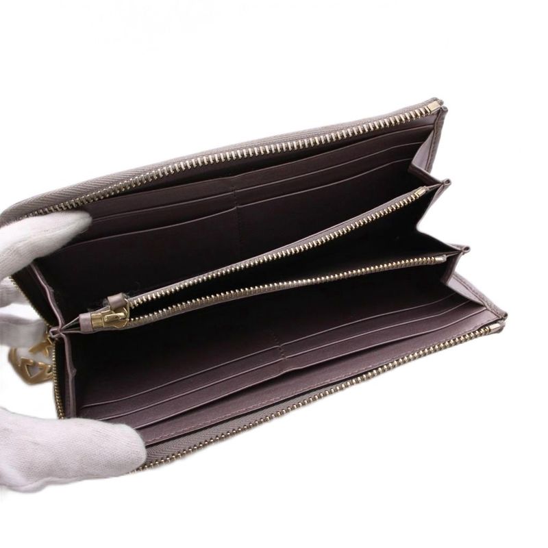 Gucci Long Wallet L-shape Zipper Lovely Heart Guccissima Leather Pink Purple GG